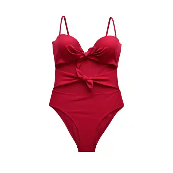 Trikini Con Doble Nudo Rojo Talla M Samia