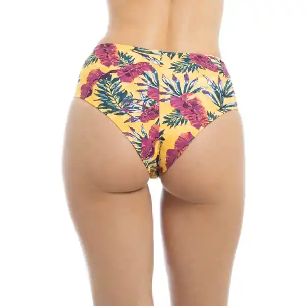 Bikini Calzón Con Amarra Estampado Amarillo Talla XL Samia