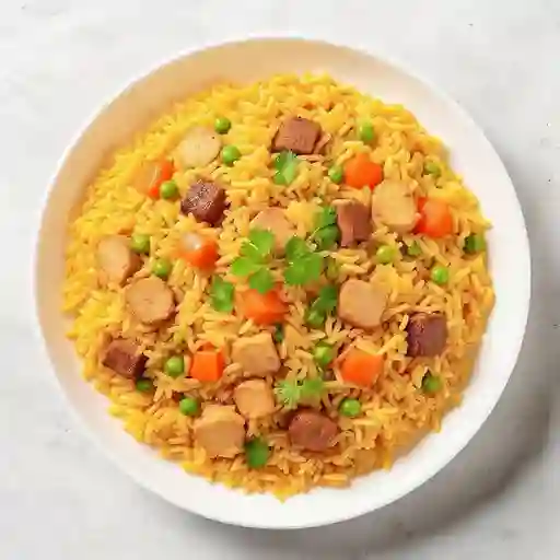 Arroz con tres tipos de carne