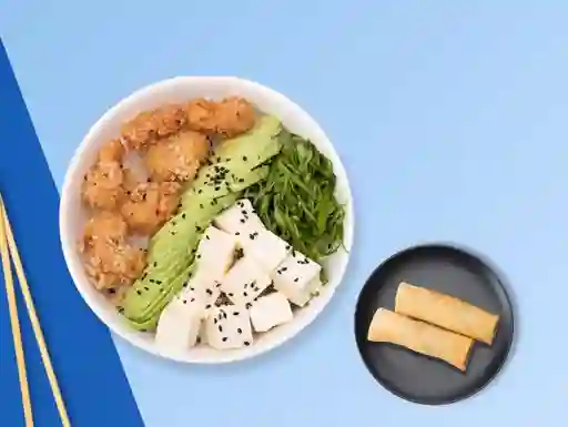 Gohan a eleccion + 2 spring rolls