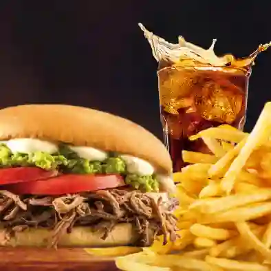 Sándwich de Carne Mechada, Bebida+papas