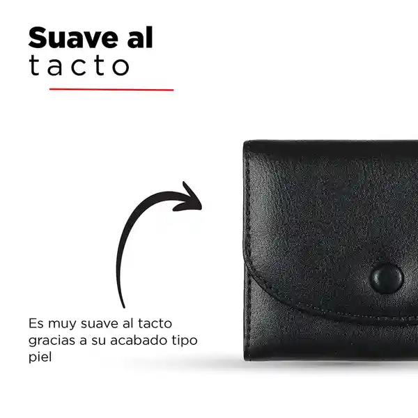 Billetera Corta Plegada Estilo Simplista Europeo Negro Miniso