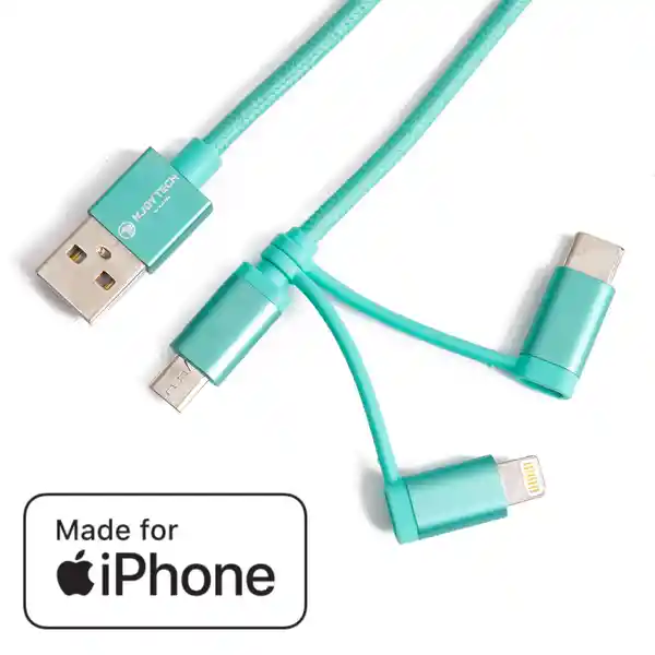 Cable 3 en 1 Lightning Type C Micro Usb 1 m