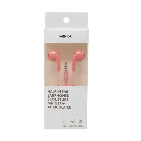 Miniso Audífonos de Cable Rosa Mod Hf 230