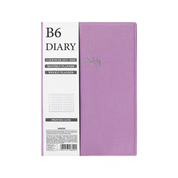 Miniso Libreta de Notas Con Calendario Morado B6