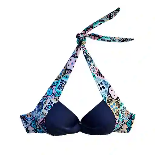 Bikini Sostén Con Barba y Relleno Estampado Azul Talla XL Samia