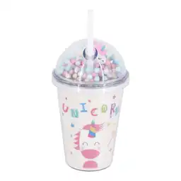 Vaso Con Bombilla Unicornio