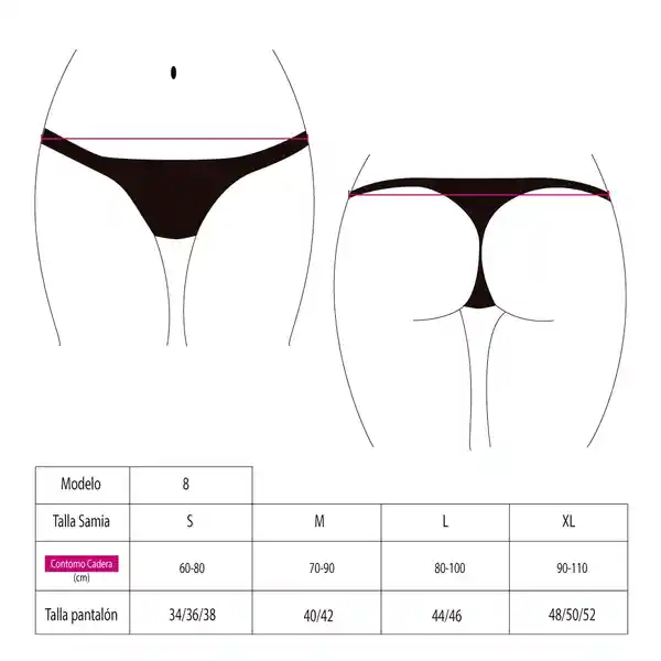 Bikini Calzón Estilo Tanga Con Amarras Magenta Talla XL Samia