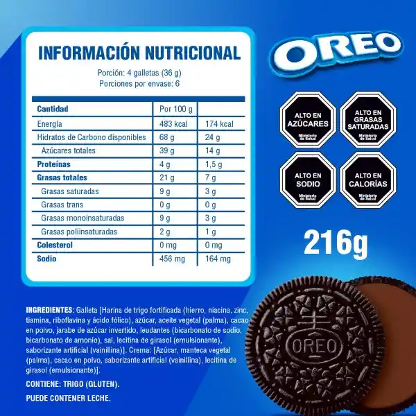 Oreo Galletas Tipo Sándwich Sabor a Chocolate