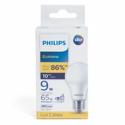 Philips Ampolleta Led Bulb Ecohome 9W Luz Cálida E27