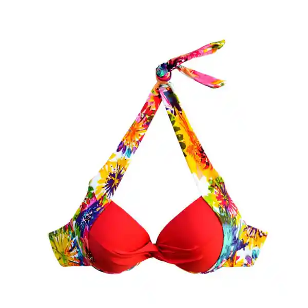 Bikini Sostén Con Barba y Relleno Estampado Rojo Talla XL Samia