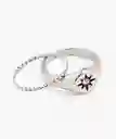 Pack Anillo Acero Inoxidable Estrella Cadena Plateado 6 Lounge