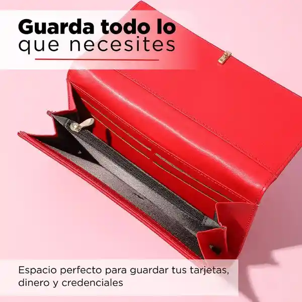 Miniso Billetera Larga Con Hebilla Metal Estilo Simplista Rojo