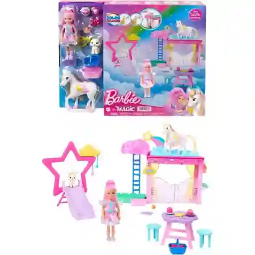 Barbie Set Juguete Touch of Magic Chelsea y Pegaso - HNT67