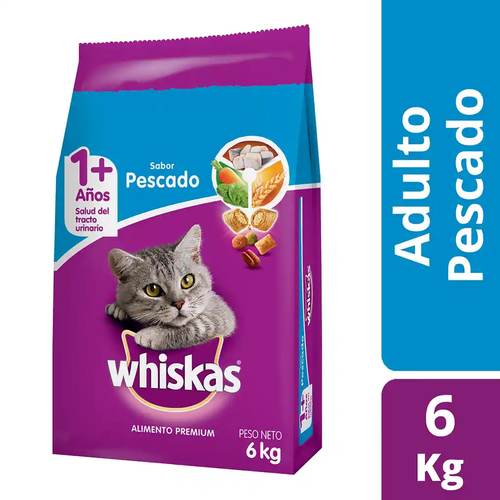 Whiskas Alimento Premium para Gato Adulto Sabor Pescado