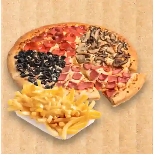 Pizza Mediana Premium + Papa Salsa Queso