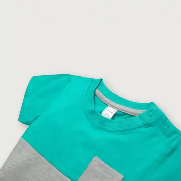 Polera Esencial Manga Corta de Niño Verde Esmeralda T.9M Opaline