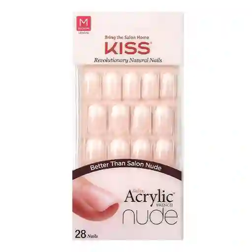 Kiss Uñas Postizas Salon Acrylic Nude French Medium X28