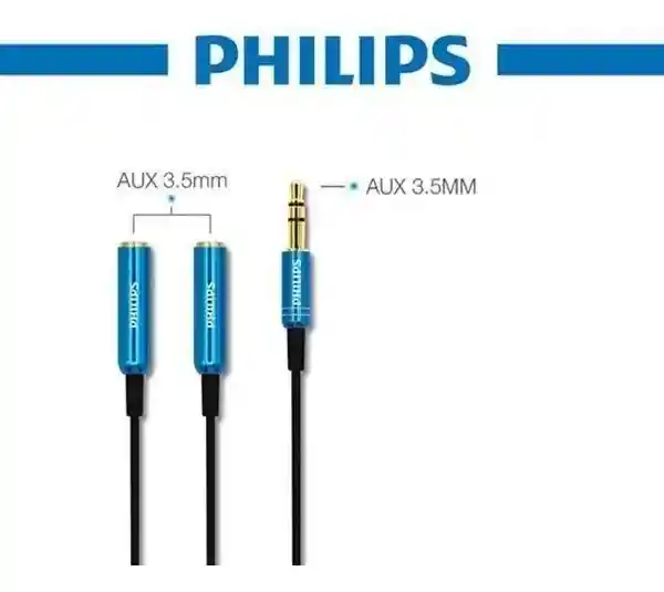 Philips Cable Audio 3.5 Splitter Goma Swa7200c Azul 79PHL7200C