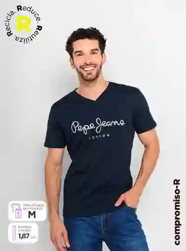 Polera Hombre Pepe Jeans Manga Corta Cuello V Talla M