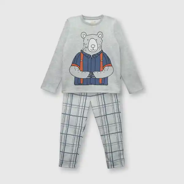 Pijama de Franela de Niño Gris Melange Talla 4A Colloky