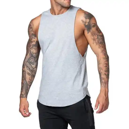 Polera Deportiva Musculosa Algodón Gris