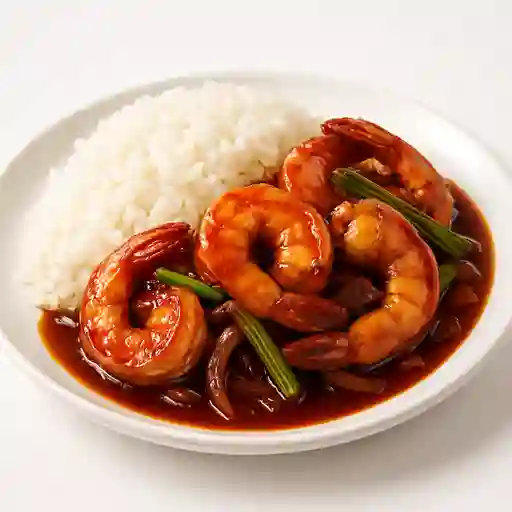 Camarón Mongoliana con Arroz