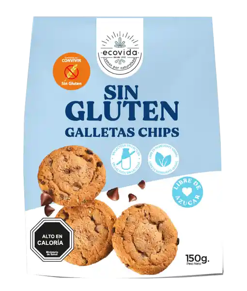 Ecovida Galletas Chocolate Chips sin Gluten sin Azúcar y sin Lactosa