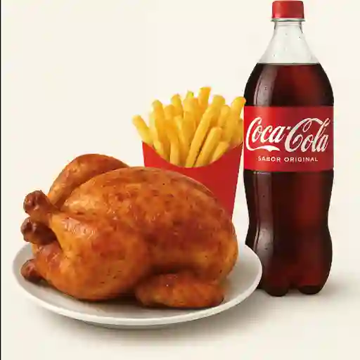 Pollo entero papa familiar bebida
