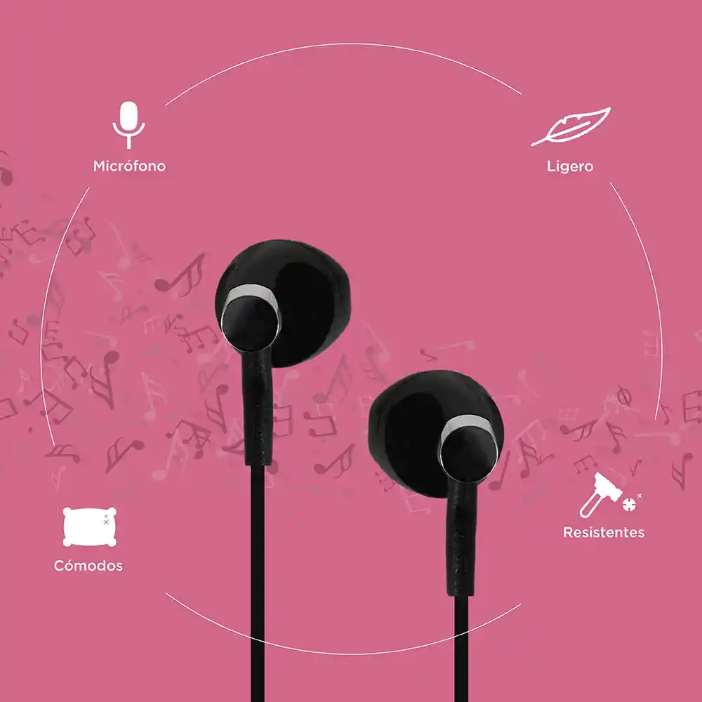 Miniso Audifonos De Cable De Moda E156 Negro 1.2m