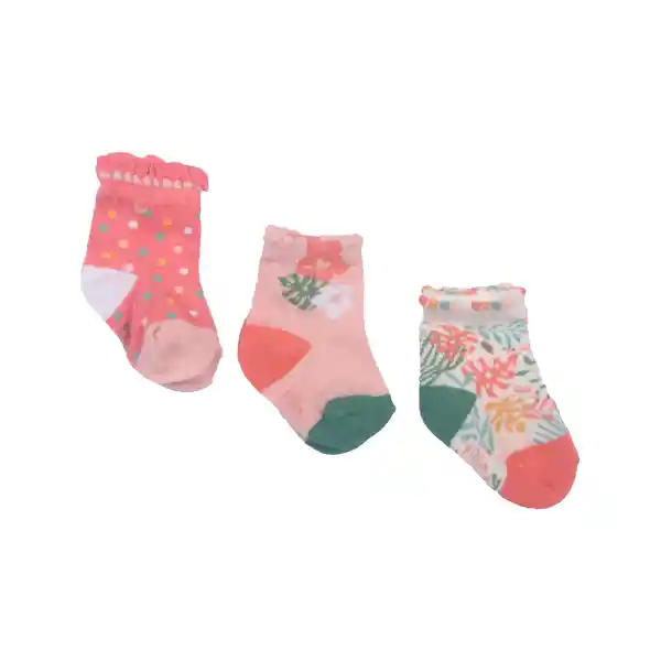 Set 3 Pzas Calcetín Bebe Niña Multicolor Pillín 3 M