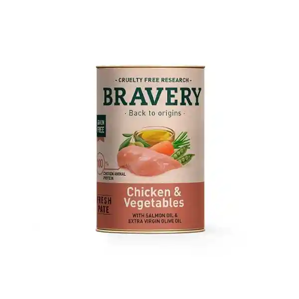 Bravery Alimento Húmedo Para Perro de Pollo y Vegetales