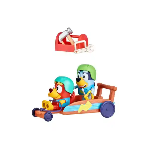 Bluey Figura Con Vehículo - Bluey y Rusty Kart