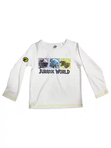 Jurassic World Figura Polera Manga Larga Blanco 10 TS699 V26