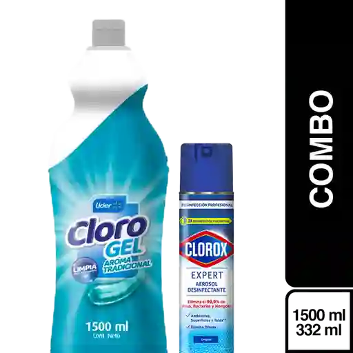 Combo Cloro Gel Tradicional + Clorox Desinfectante en Aerosol
