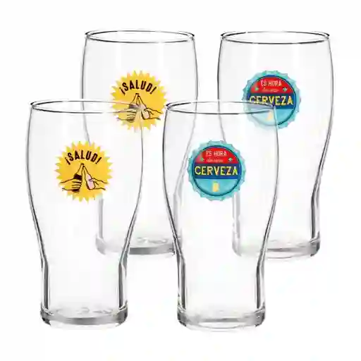 Set de Vasos de Cerveza Estampados 580 mL