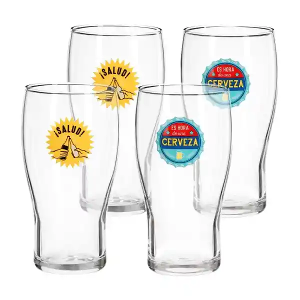 Set de Vasos de Cerveza Estampados 580 mL