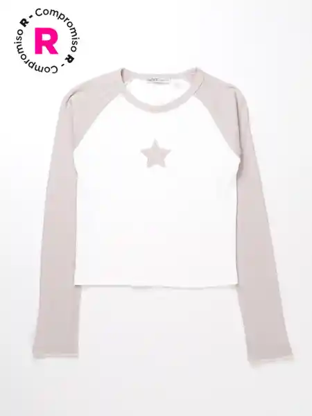 M6T Polera Manga Larga Star Color Beige 16 V26