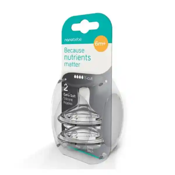 Nanobebe Pack Tetina Silicona 3Av- Flujo Alto - FUS3013419
