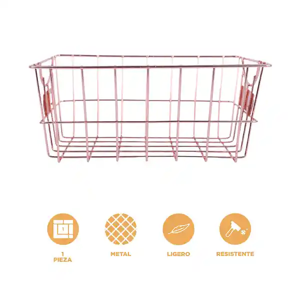 Organizador de Acero Cuadrado Grande Serie Rose Gold Miniso