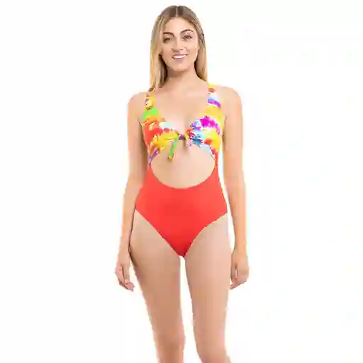 Trikini Con Nudo Ajustable Estampado Rojo Talla XL Samia
