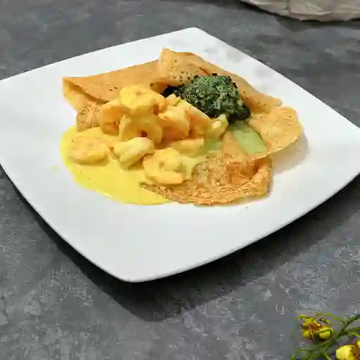 Camarones Curry Espinaca