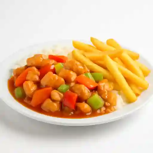 Colacion chapsui de pollo - papas fritas