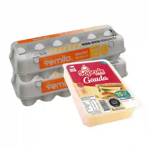 Combo Soprole Queso Gauda Laminado Yemita Huevos Blancos Grandes