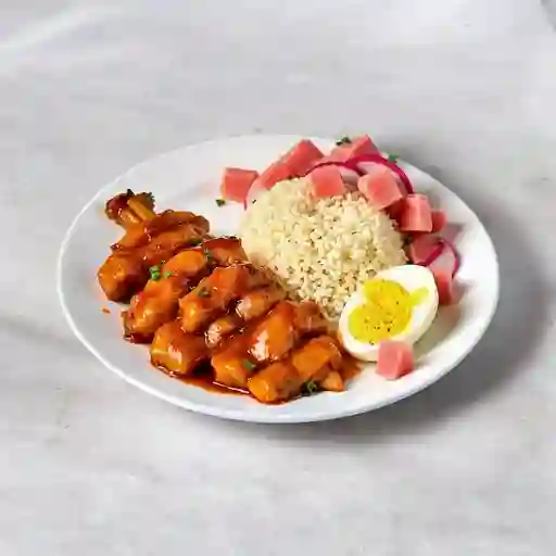 Pollo Agridulce Costillar con Arroz