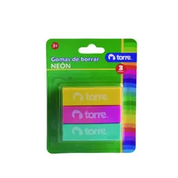 Torre Set 3 Gomas Colores Neón