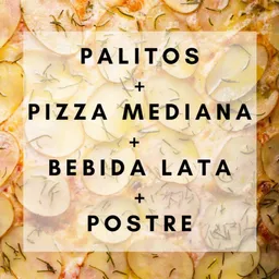 Pizza Mediana con Bebida y Postre