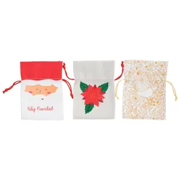 Set Bolsa de Tela Con Diseño Navideña 10 x 14 cm Casaideas