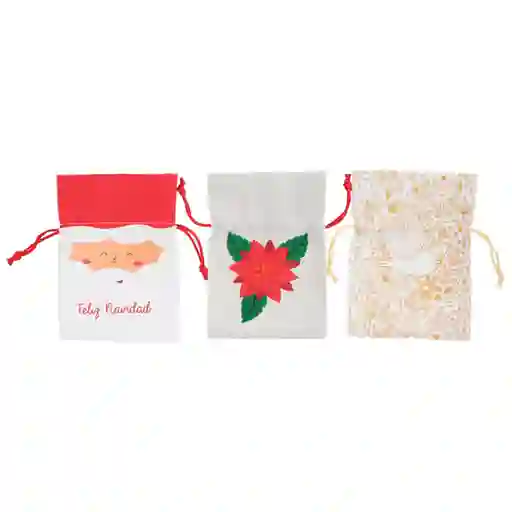 Set Bolsa de Tela Con Diseño Navideña 10 x 14 cm Casaideas