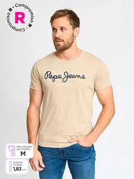 Pepe Jeans Polera Manga Corta Eggo cn Beige L SS25